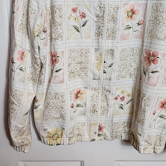 Alfred Dunner Full Zip Floral Grid Jacket Top, Size 14 - Picture 3 of 6